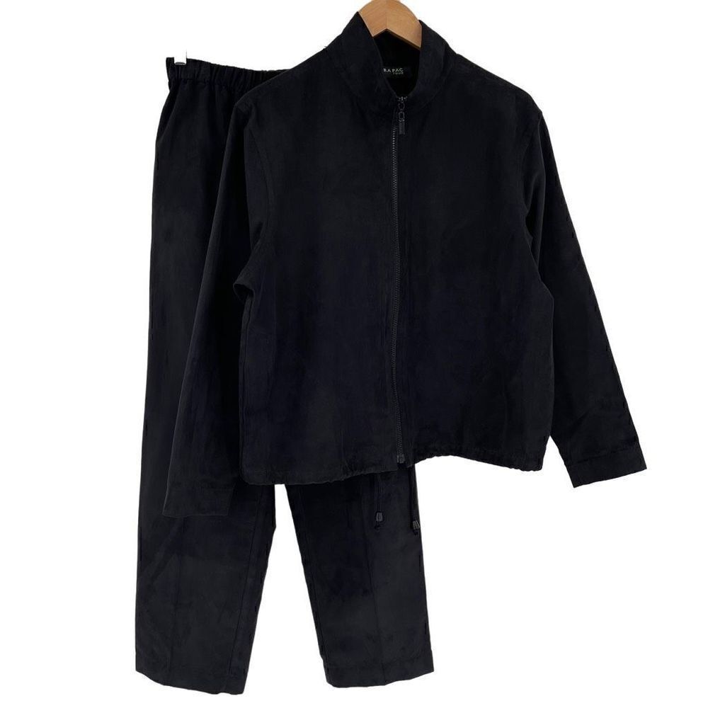 Mycra Pac Tour Faux Suede Jacket Pant 2 Piece Set Black‎ Soft 47563 Women Medium